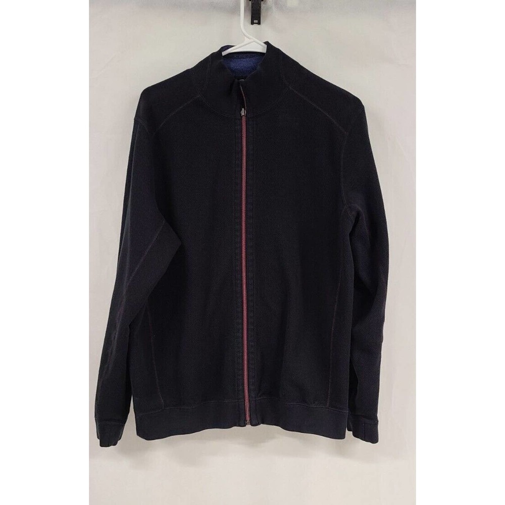 Tommy Bahama Reversible Black & Navy Full Zip Sweatshirt Sweater Mens Sz M EUC